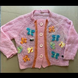 FREE PEOPLE BUTTERFLIES & BEES MOHAIR CARDIGAN MEDIUM